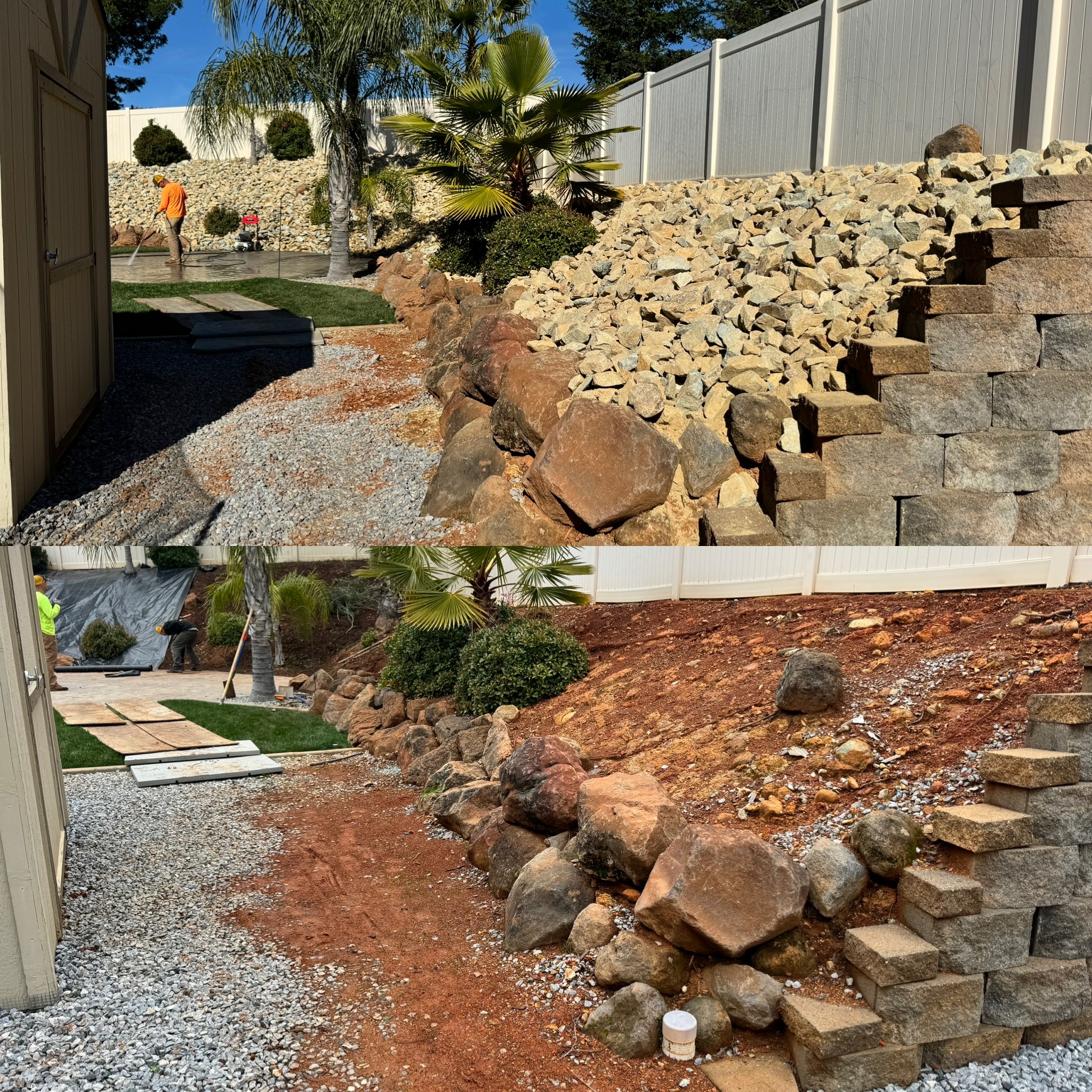 B&C boulder landscape installation in progress
