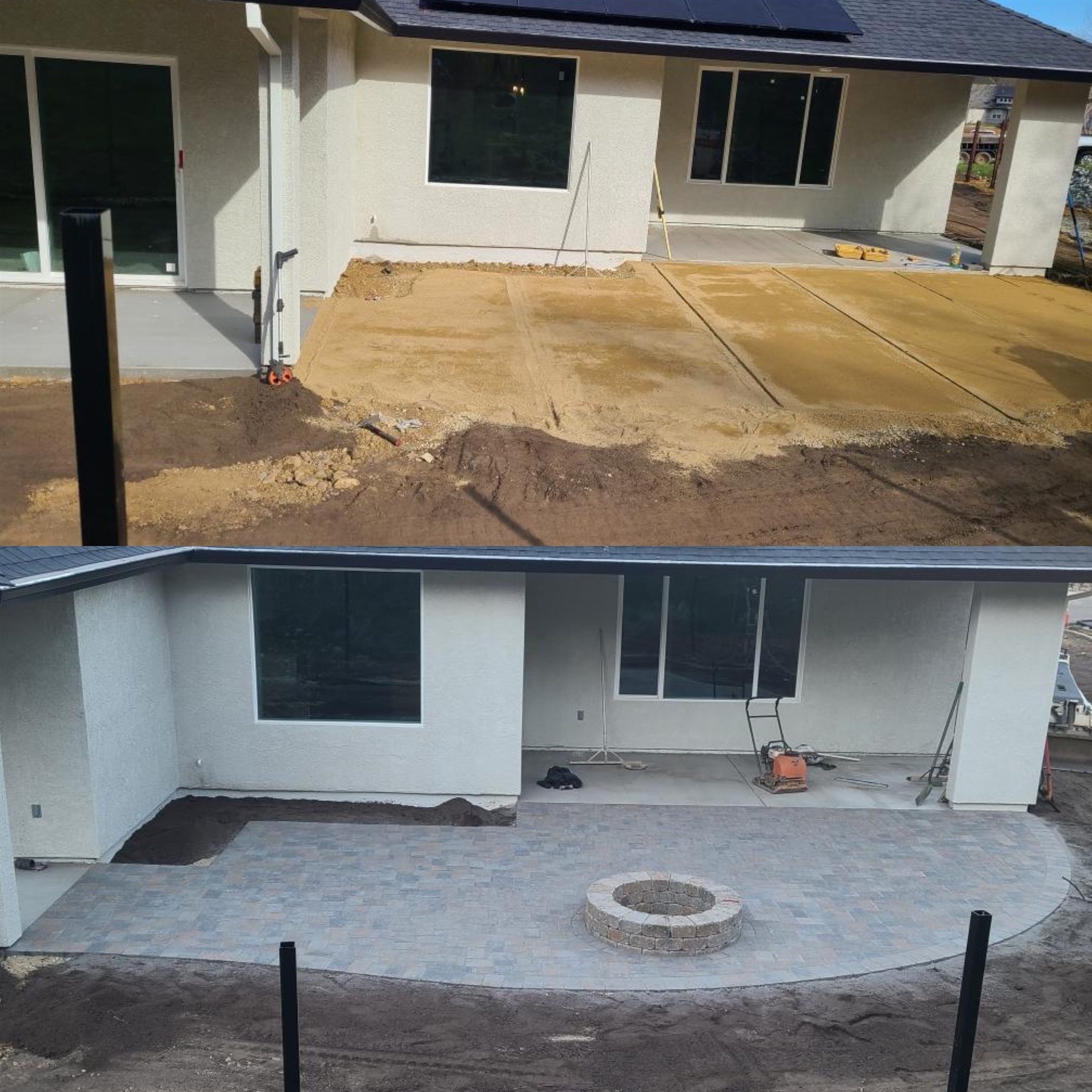 Before and after backyard paver patio
