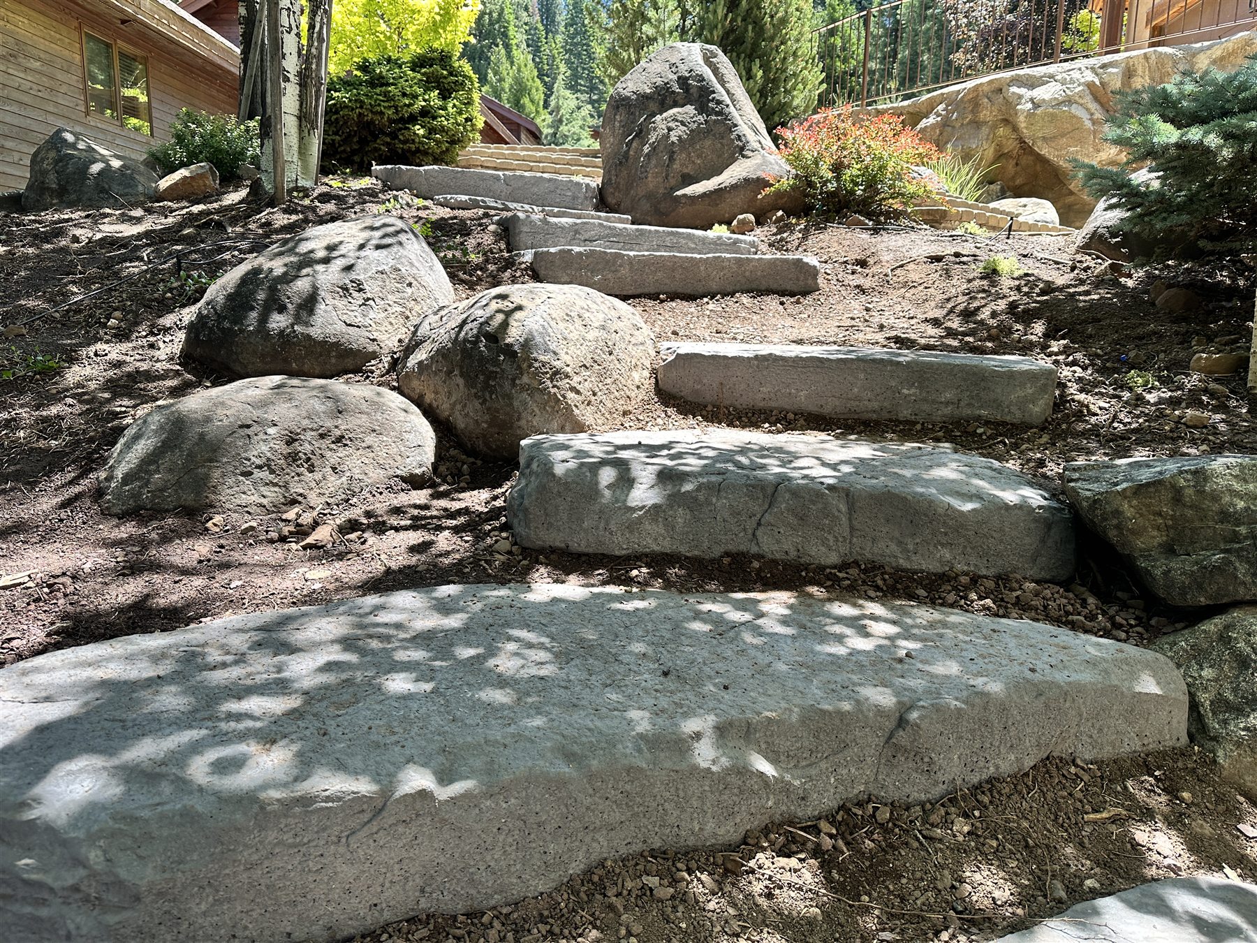 Natural stone steps through a rock landscape