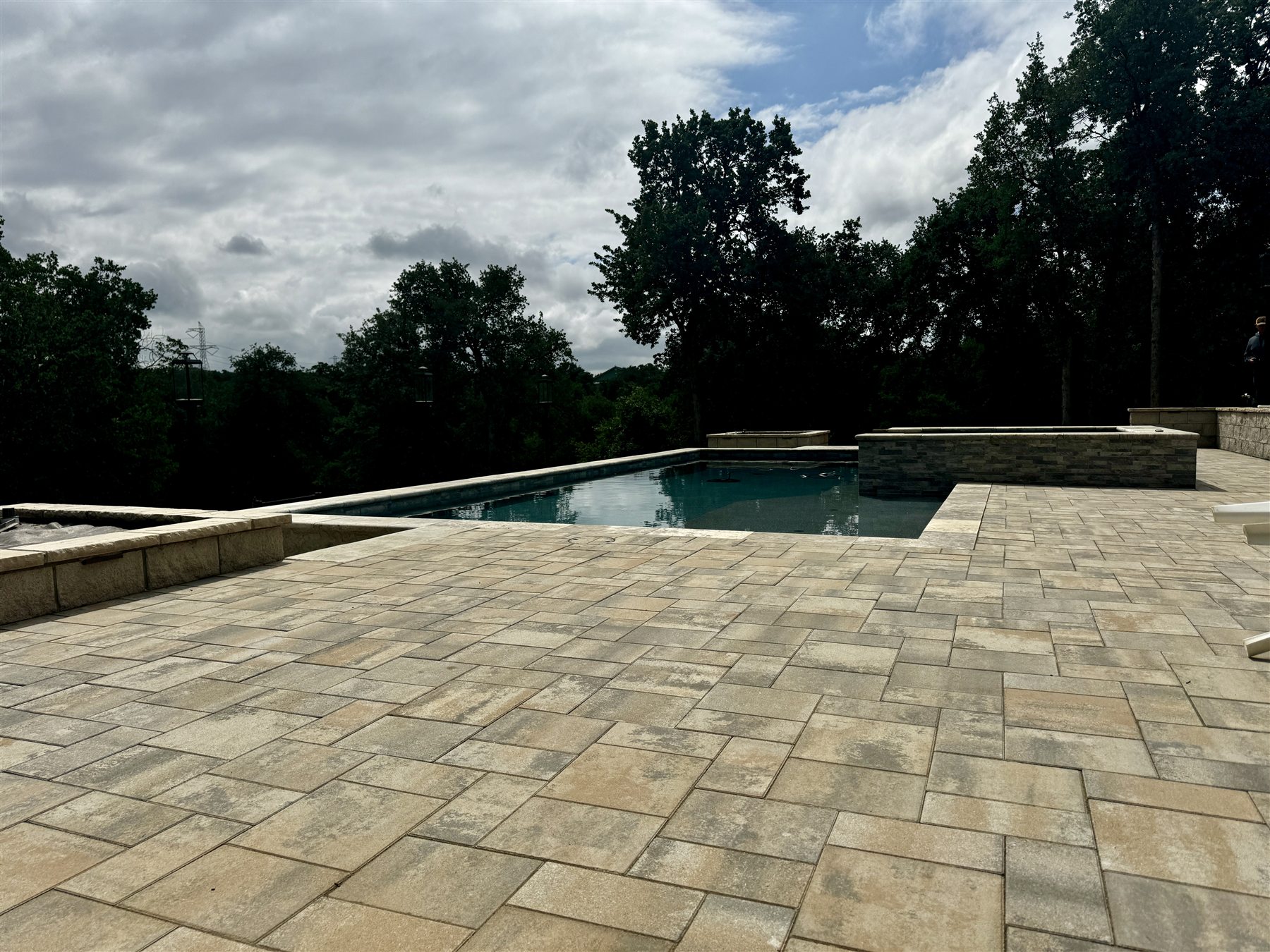 Large paver pool deck