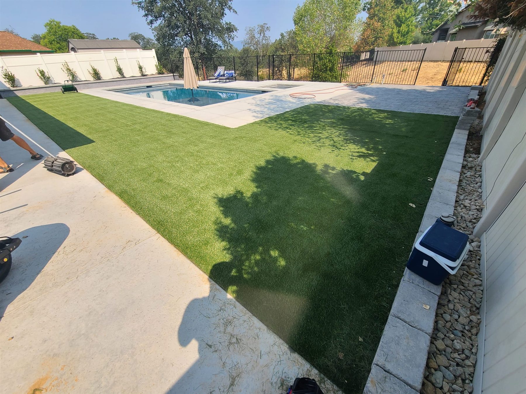 Complete backyard with lawn, pool and outdoor seating