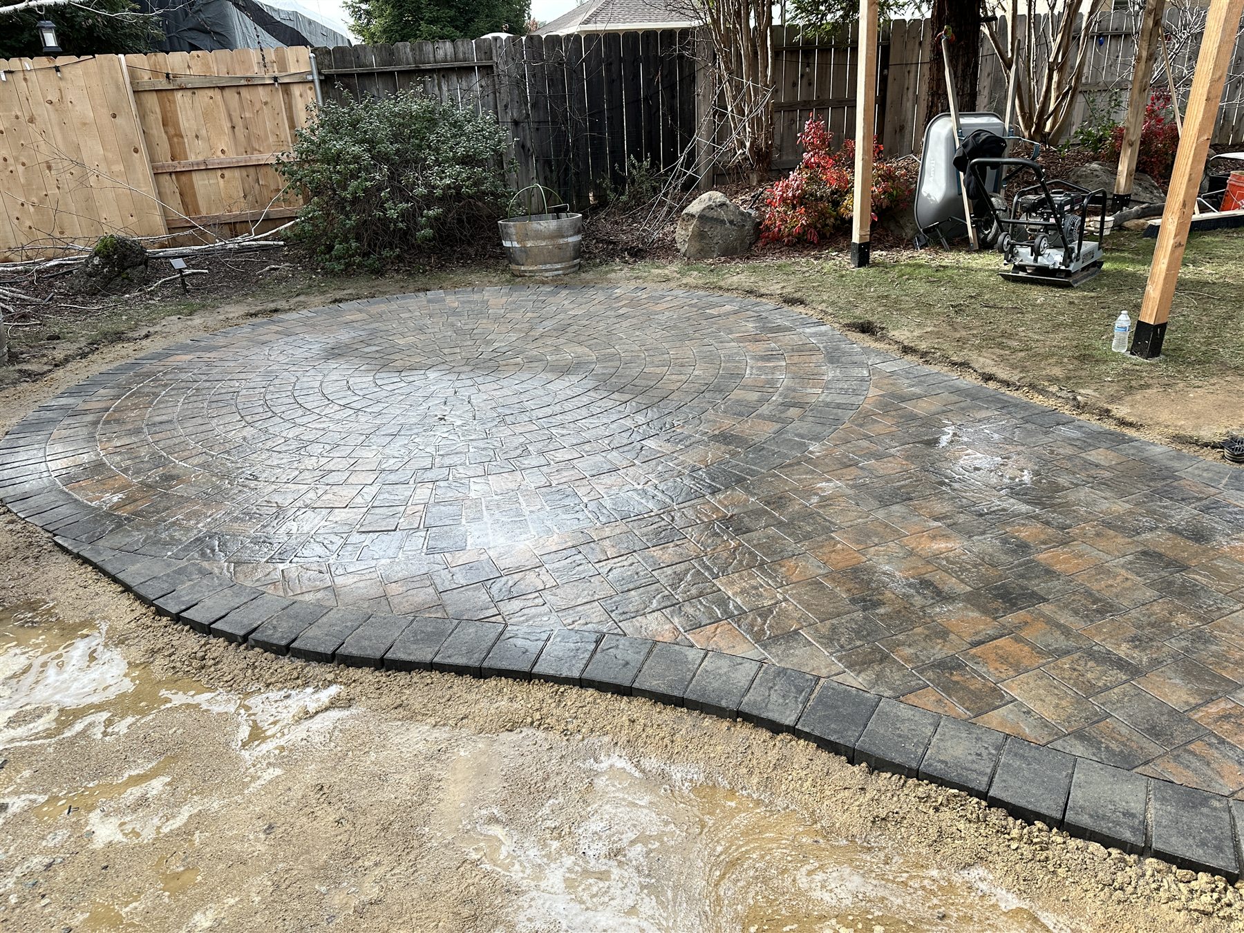Finished backyard paver patio